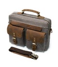 Сумка-портфель мужская текстильная с кожаными вставками Vintage 20001 Cерая фото, картинка, изображение