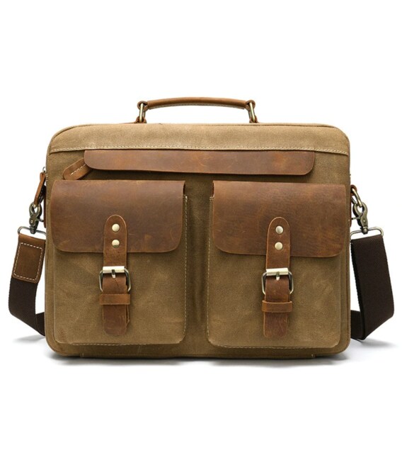 Сумка-портфель чоловіча текстильна з шкіряними вставками Vintage 20003 Руда картинка, зображення, фото