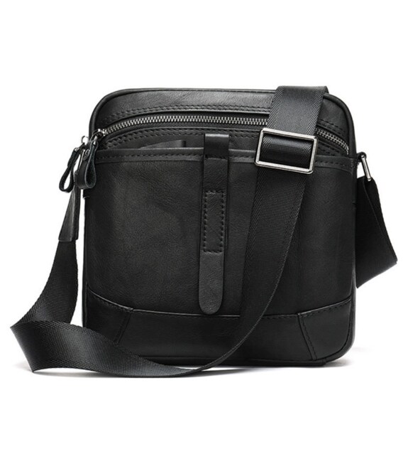 Компактная сумка через плечо из кожи Vintage 20034 Черная фото, картинка, изображение