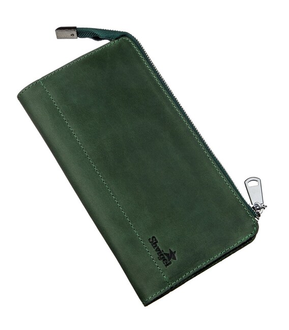 Клатч унисекс кожаный винтаж SHVIGEL 16188 Зеленый фото, картинка, изображение