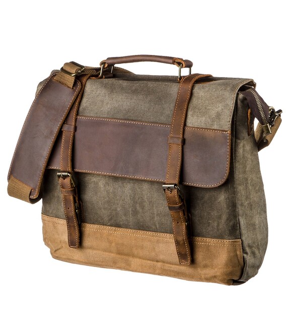 Ретро портфель комбинированный Vintage 20117 Светло-серый фото, картинка, изображение