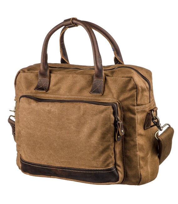 Текстильная сумка для ноутбука легкая Vintage 20118 Коричневая фото, картинка, изображение