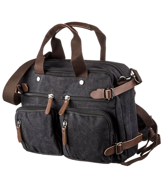 Сумка-трансофрмер текстильная Vintage 20144 Черная фото, картинка, изображение