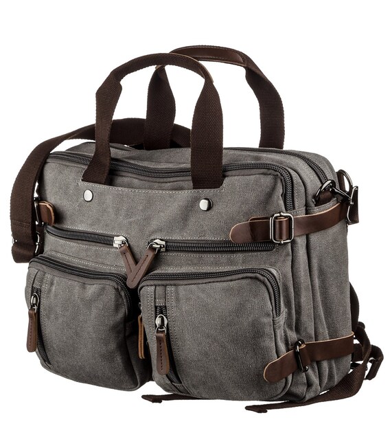 Сумка-трансоформер текстильна Vintage 20145 Сіра картинка, зображення, фото