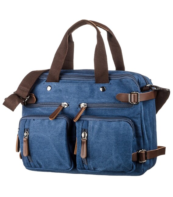 Сумка-трансоформер текстильна Vintage 20147 Синя картинка, зображення, фото