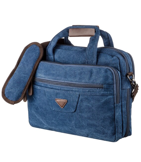 Сумка текстильна для ноутбука на два відділення Vintage 20179 Синя картинка, зображення, фото