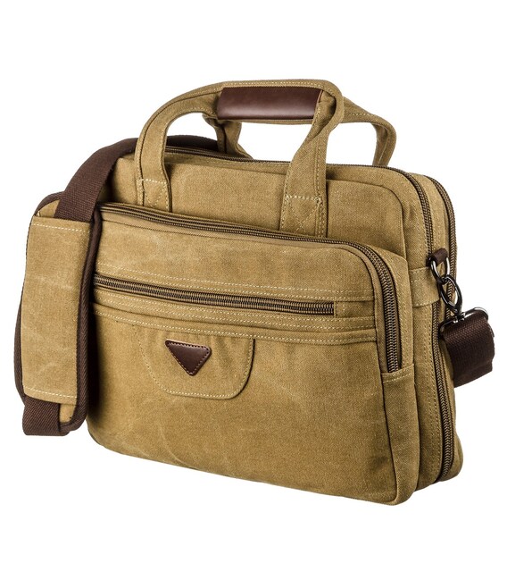 Сумка текстильная для ноутбука на два отделения Vintage 20181 Хаки фото, картинка, изображение