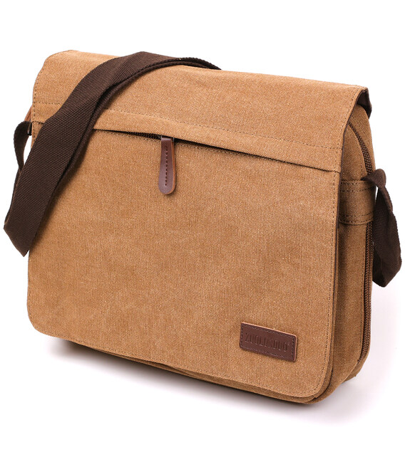 Текстильная сумка для ноутбука 13 дюймов через плечо Vintage 20190 Коричневая фото, картинка, изображение