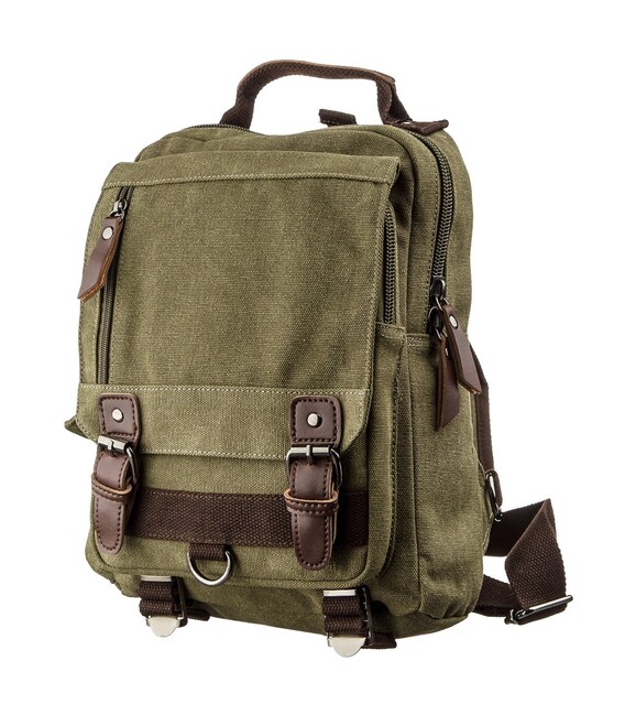 Сумка-рюкзак на одне плече Vintage 20141 Оливкова картинка, зображення, фото