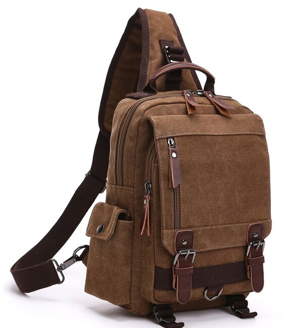 Сумка-рюкзак на одно плечо Vintage 20142 Коричневая фото, картинка, изображение