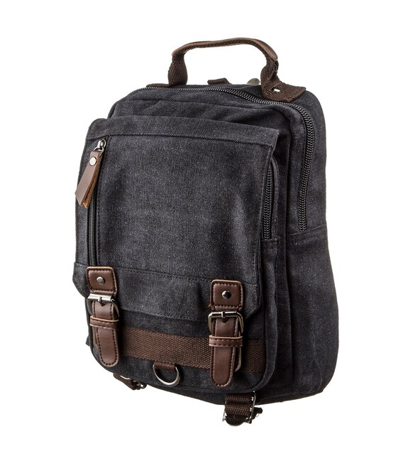 Сумка-рюкзак на одно плечо Vintage 20143 Черная фото, картинка, изображение