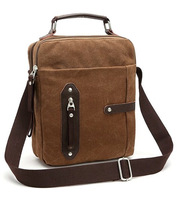 Сумка вертикальная текстильная Vintage 20155 Коричневая фото, картинка, изображение