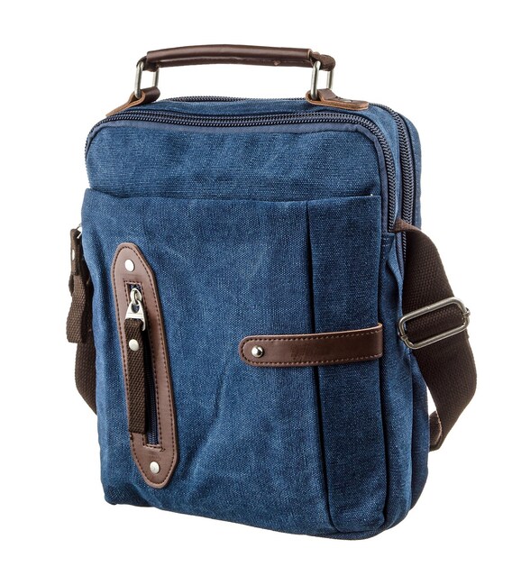 Сумка вертикальная текстильная Vintage 20156 Синяя фото, картинка, изображение