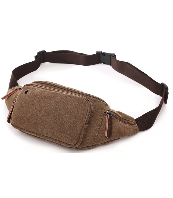 Сумка поясная текстильная Vintage 20176 Коричневая фото, картинка, изображение