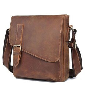 Кожаная мужская сумка через плечо для документов и города Vintage 20206 Коричневая фото, картинка, изображение