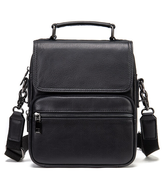 Вертикальная мужская сумка в мягкой коже Vintage 20367 Черная фото, картинка, изображение