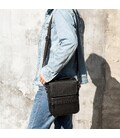 Вертикальная мужская сумка в мягкой коже Vintage 20367 Черная картинка, изображение, фото