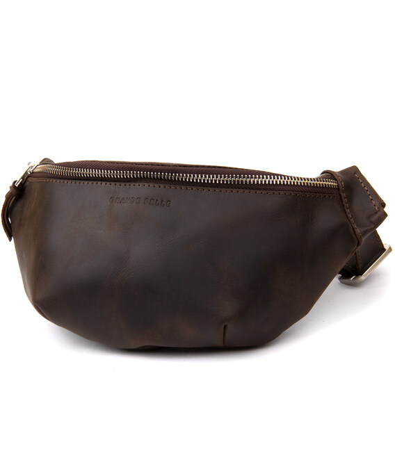 Бананка в винтажной коже GRANDE PELLE 11154 Коричневая фото, картинка, изображение