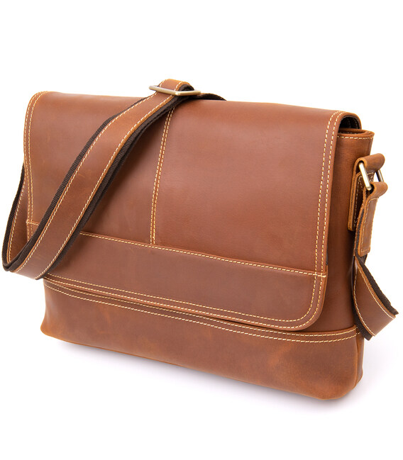 Сумка матовая мужская почтальонка Vintage 20399 Рыжая фото, картинка, изображение