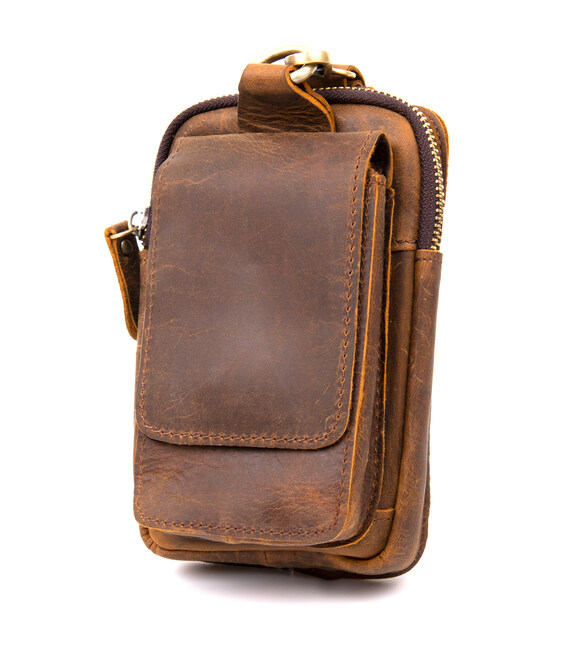Сумка мужская на пояс Vintage 20419 Коричневая фото, картинка, изображение
