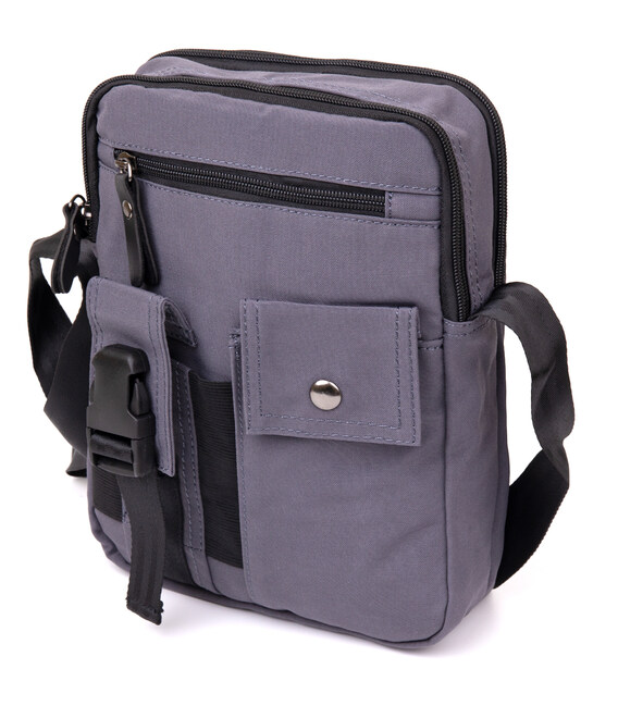Универсальная текстильная мужская сумка на два отделения Vintage 20659 Графитовая фото, картинка, изображение
