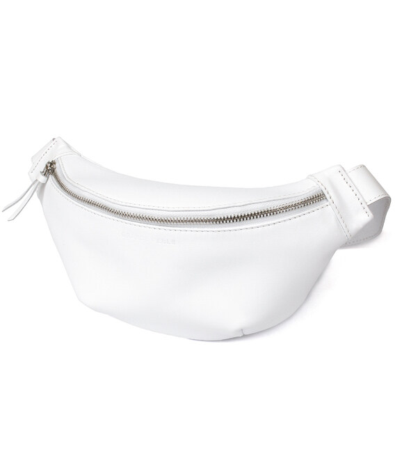 Стильная кожаная сумка на пояс GRANDE PELLE 11356 Белый фото, картинка, изображение