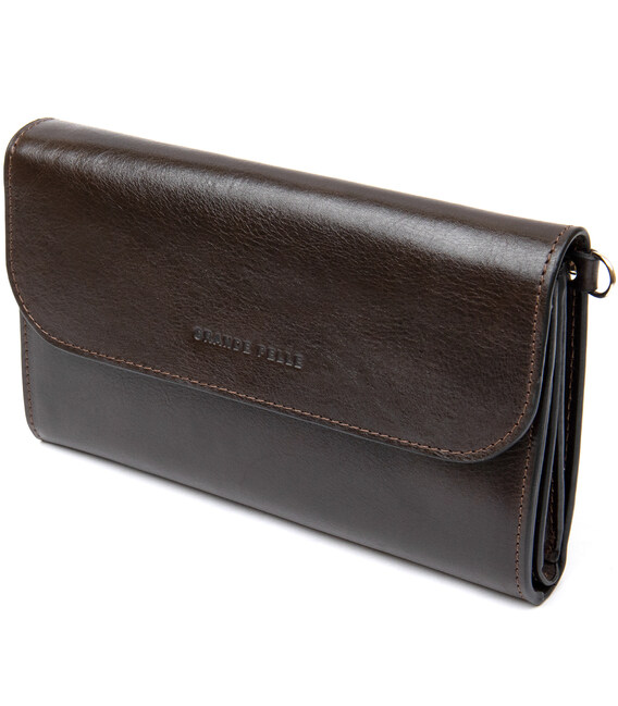 Мужской клатч из натуральной кожи GRANDE PELLE 11426 Коричневый фото, картинка, изображение