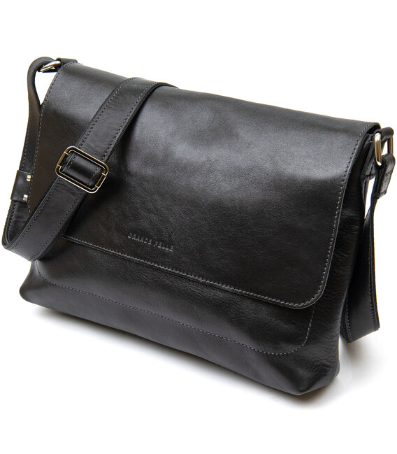 Кожаная мужская прямоугольная сумка GRANDE PELLE 11429 Черный фото, картинка, изображение