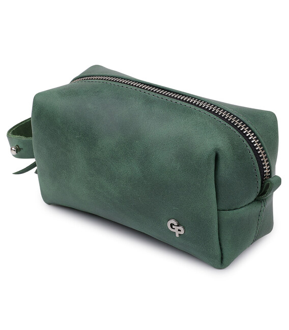 Кожаная косметичка унисекс GRANDE PELLE 11571 Зеленый фото, картинка, изображение