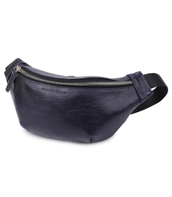 Шкіряна бананка унісекс GRANDE PELLE 11569 Синя картинка, зображення, фото