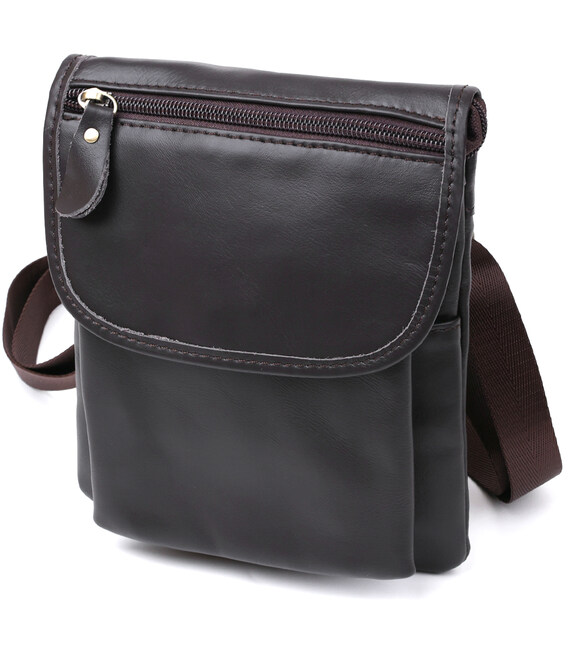 Шкіряна компактна чоловіча сумка через плече Vintage 20468 Коричневий картинка, зображення, фото