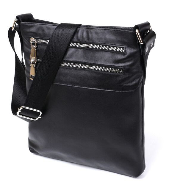 Кожаная сумка через плечо для мужчин SHVIGEL 11602 Черный фото, картинка, изображение