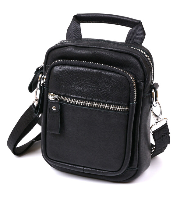 Компактная мужская сумка из натуральной кожи Vintage 20477 Черный фото, картинка, изображение