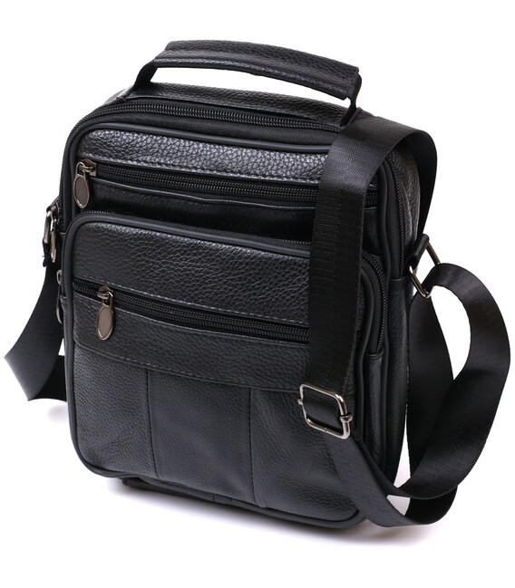Чоловіча сумка з натуральної шкіри Vintage 20449 Чорний картинка, зображення, фото