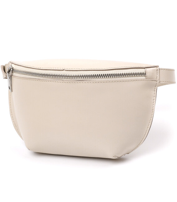 Стильная женская бананка из натуральной кожи Shvigel 16391 Бежевый фото, картинка, изображение