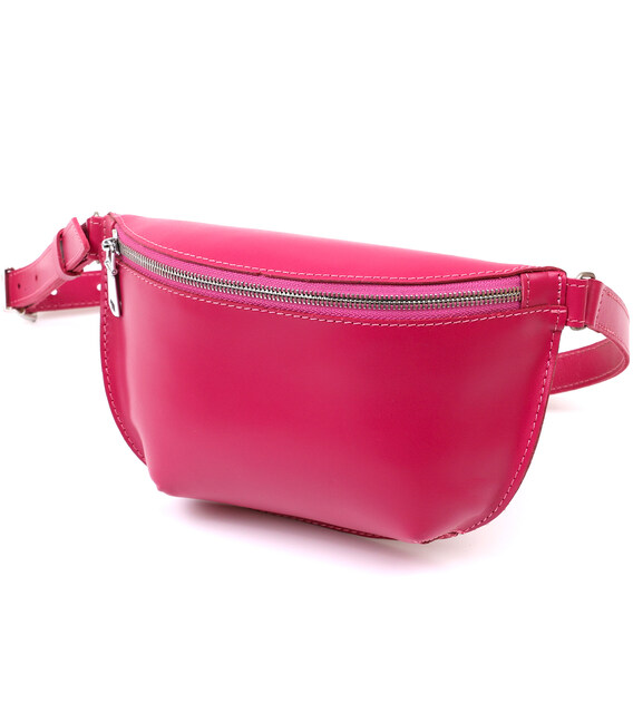 Модна жіноча бананка із натуральної шкіри Shvigel 16392 Малиновий картинка, зображення, фото