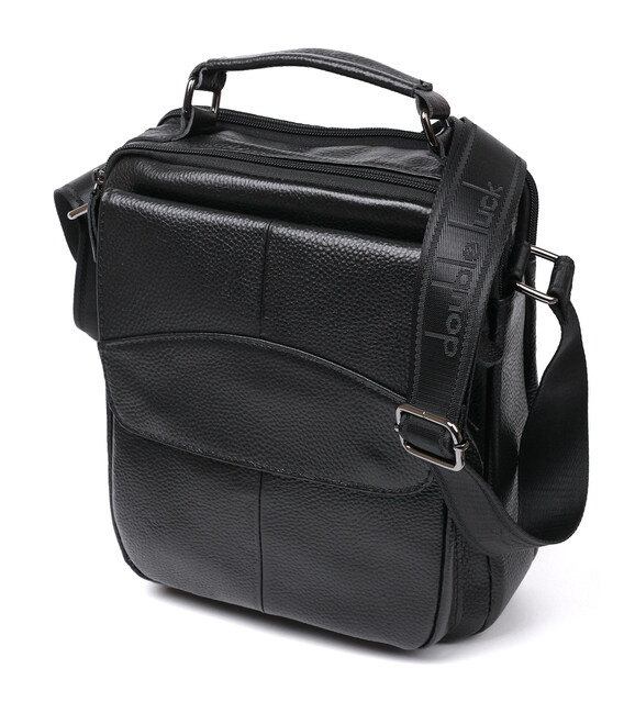 Вместительная кожаная мужская сумка Vintage 20683 Черный фото, картинка, изображение