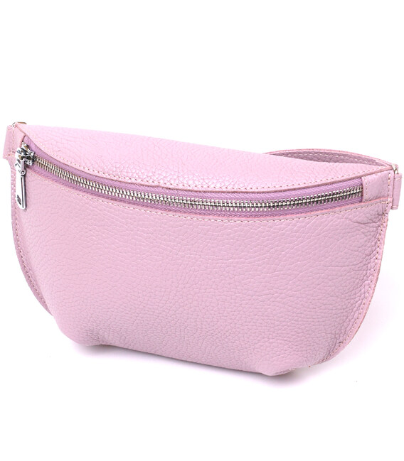 Кожаная практичная женская бананка Shvigel 16376 Лиловый фото, картинка, изображение