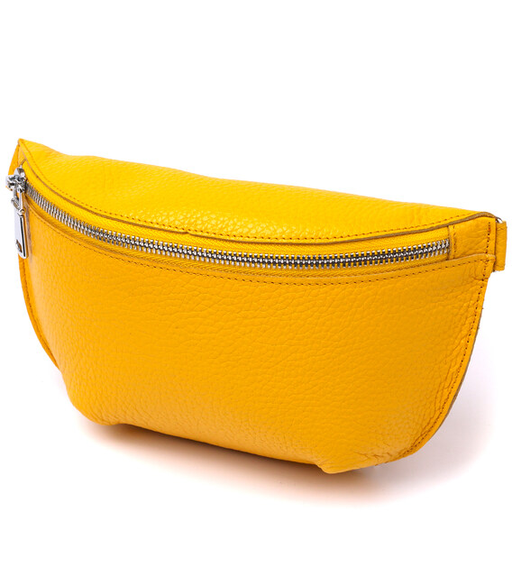 Кожаная яркая женская бананка Shvigel 16377 Желтый фото, картинка, изображение