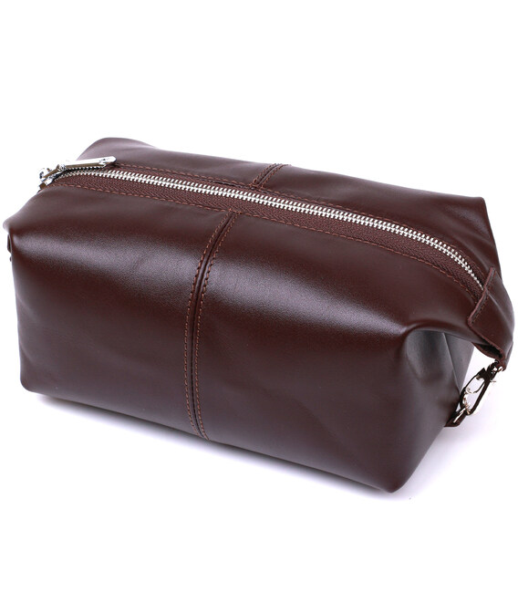 Кожаная глянцевая косметичка Shvigel 16407 Коричневый фото, картинка, изображение