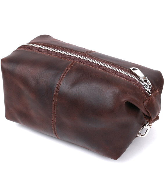 Кожаная винтажная косметичка Shvigel 16398 Коричневый фото, картинка, изображение