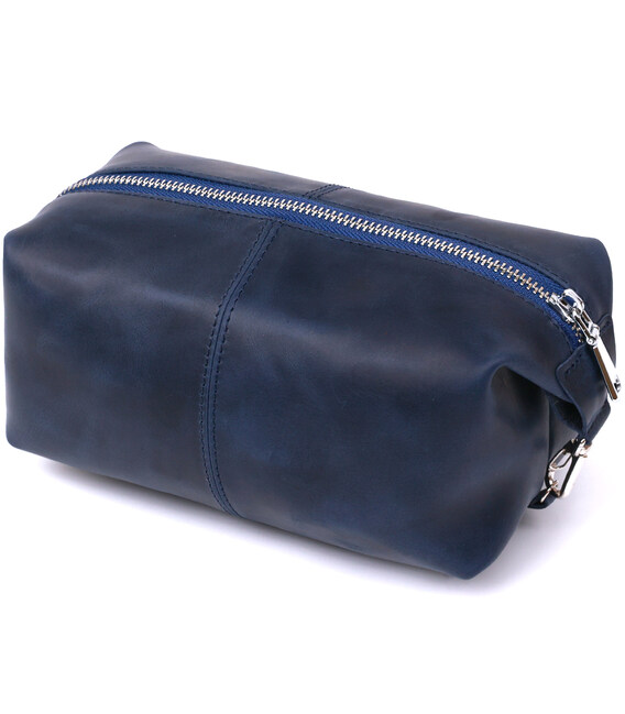Добротная кожаная косметичка Shvigel 16401 Синий фото, картинка, изображение