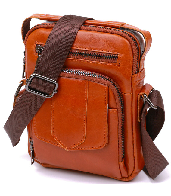 Сумка мужская из кожи Vintage 20693 Рыжая фото, картинка, изображение
