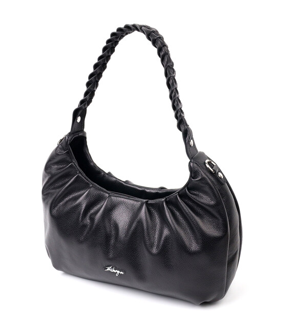 Качественная женская сумка багет KARYA 20838 кожаная Черный фото, картинка, изображение