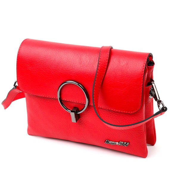 Удобная женская сумка на плечо KARYA 20857 кожаная Красный фото, картинка, изображение