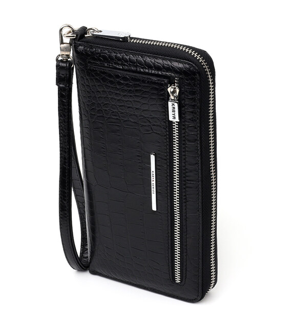 Фактурная мужская барсетка KARYA 20913 кожаная Черный фото, картинка, изображение