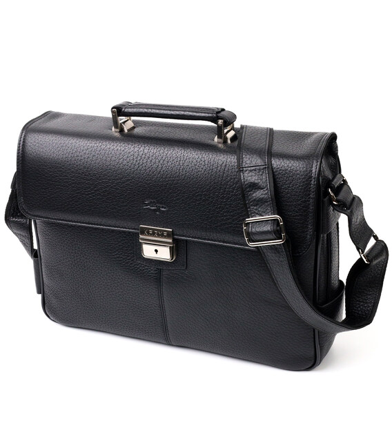Классический мужской портфель KARYA 20940 кожаный Черный фото, картинка, изображение