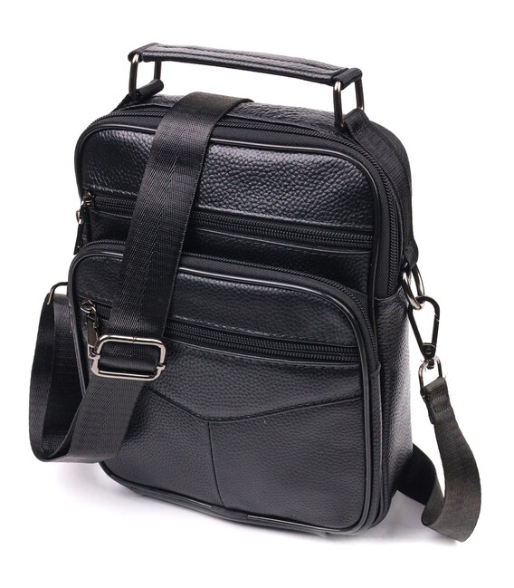 Містка чоловіча сумка шкіряна 21271 Vintage Чорна картинка, зображення, фото