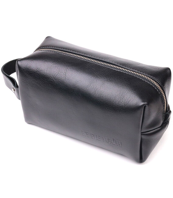 Нессесер мужской большого размера из гладкой кожи на молнии Украина GRANDE PELLE 16767 Черный фото, картинка, изображение