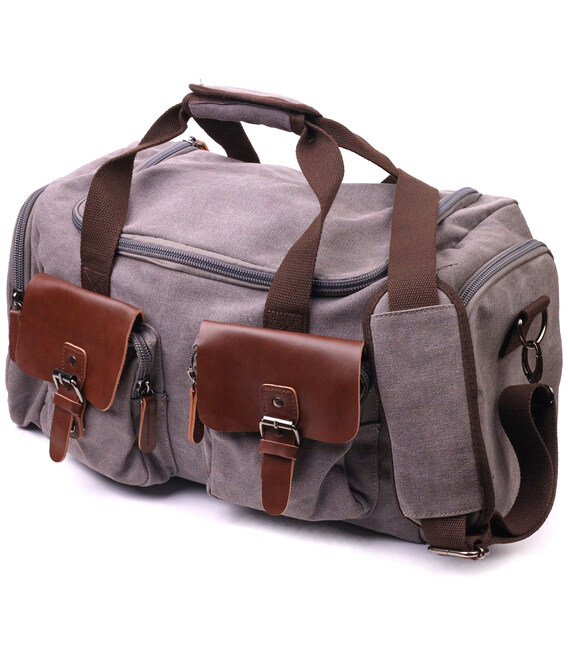 Містка дорожня сумка з якісного текстилю 21238 Vintage Сіра - картинка, зображення, фото дорожньої сумки
